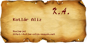 Kotlár Aliz névjegykártya